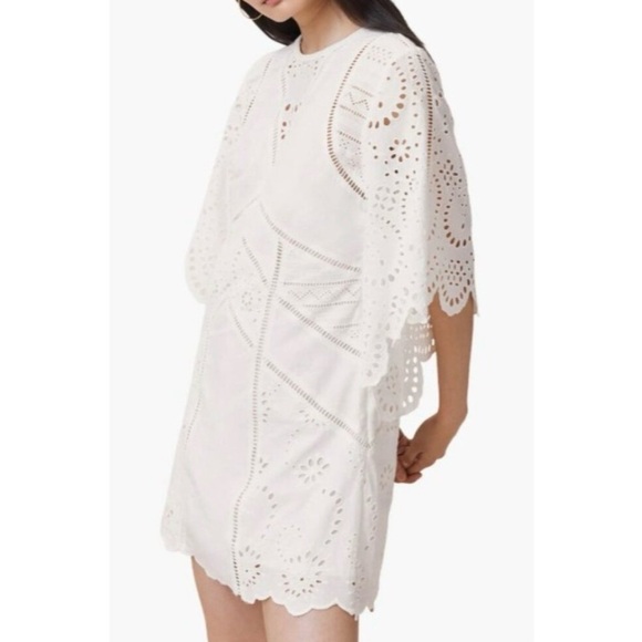 NWOT Allsaints Luci Eyelet Embroidered White Cotton Minidress Size 8 Festival - Picture 4 of 11